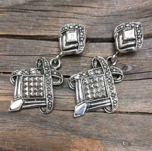Vintage Silvertoned Detailed Earrings from Israel